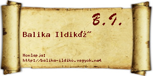 Balika Ildikó névjegykártya